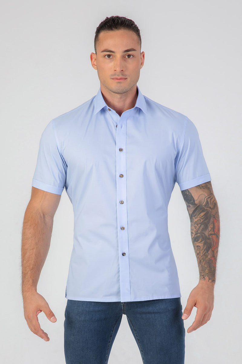 VFIT5 Short Sleeve Cotton Shirts : Light Blue