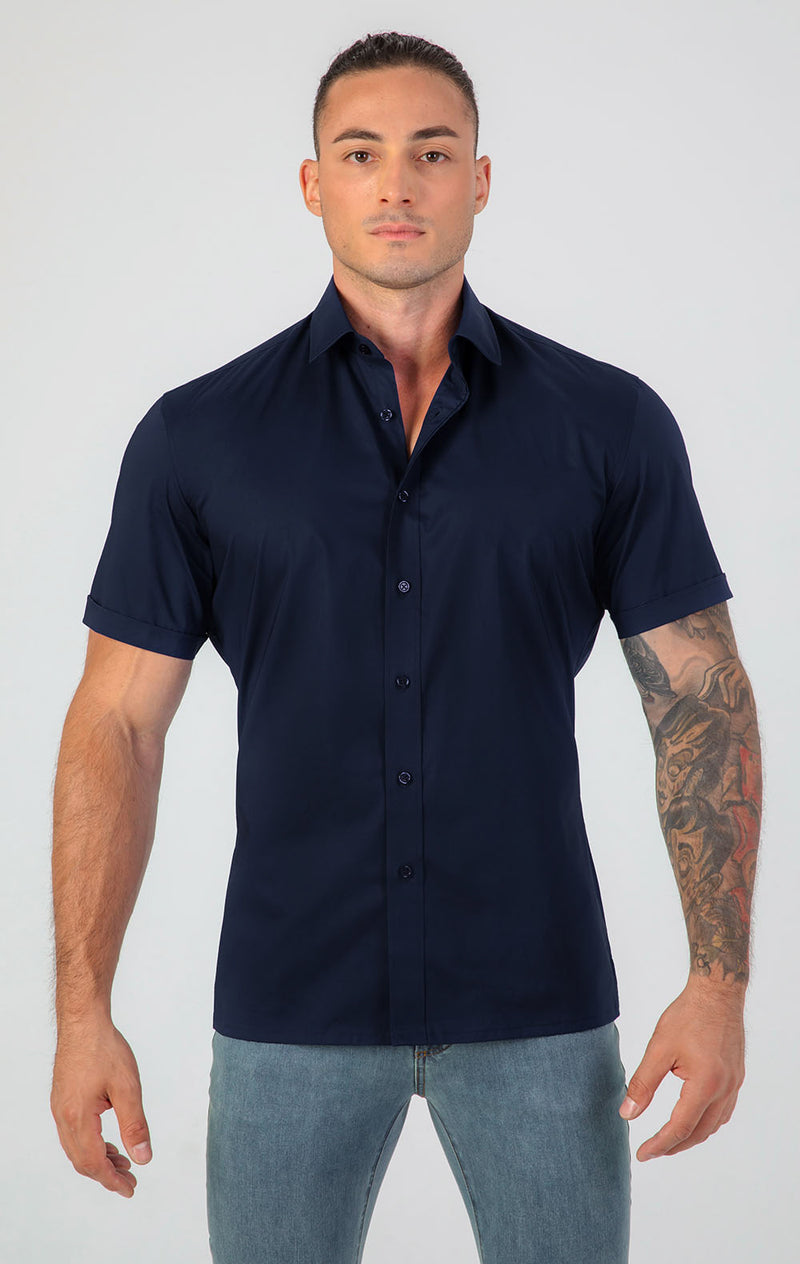 VFIT5 Short Sleeve Cotton Shirts : Navy