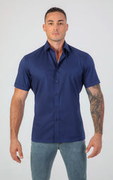 VFIT5 Short Sleeve Cotton Shirts : Dark Blue