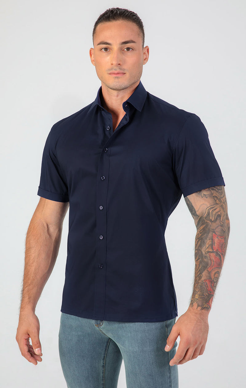 VFIT5 Short Sleeve Cotton Shirts : Navy