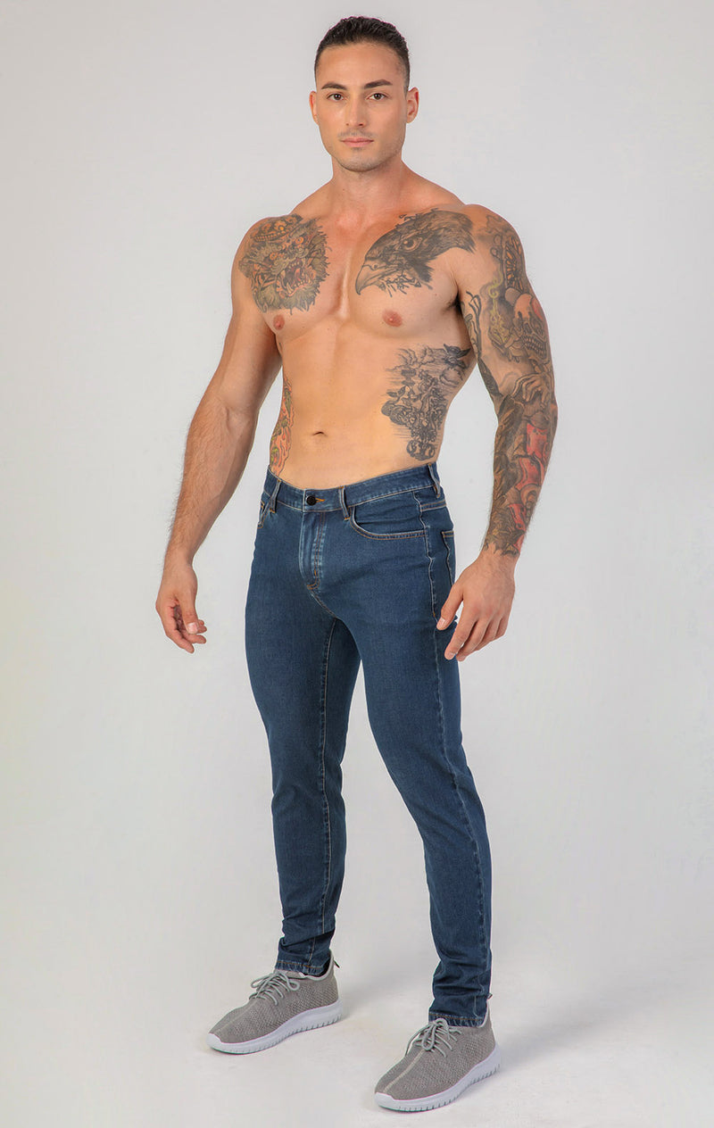 Contour Fit Jeans : Mid Blue