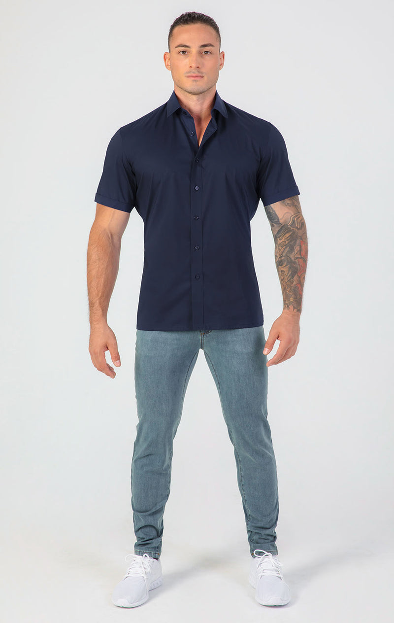 VFIT5 Short Sleeve Cotton Shirts : Navy