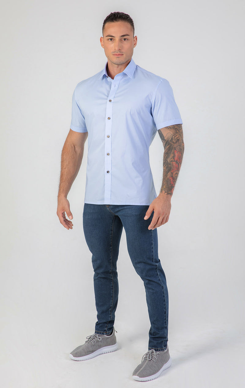 VFIT5 Short Sleeve Cotton Shirts : Light Blue