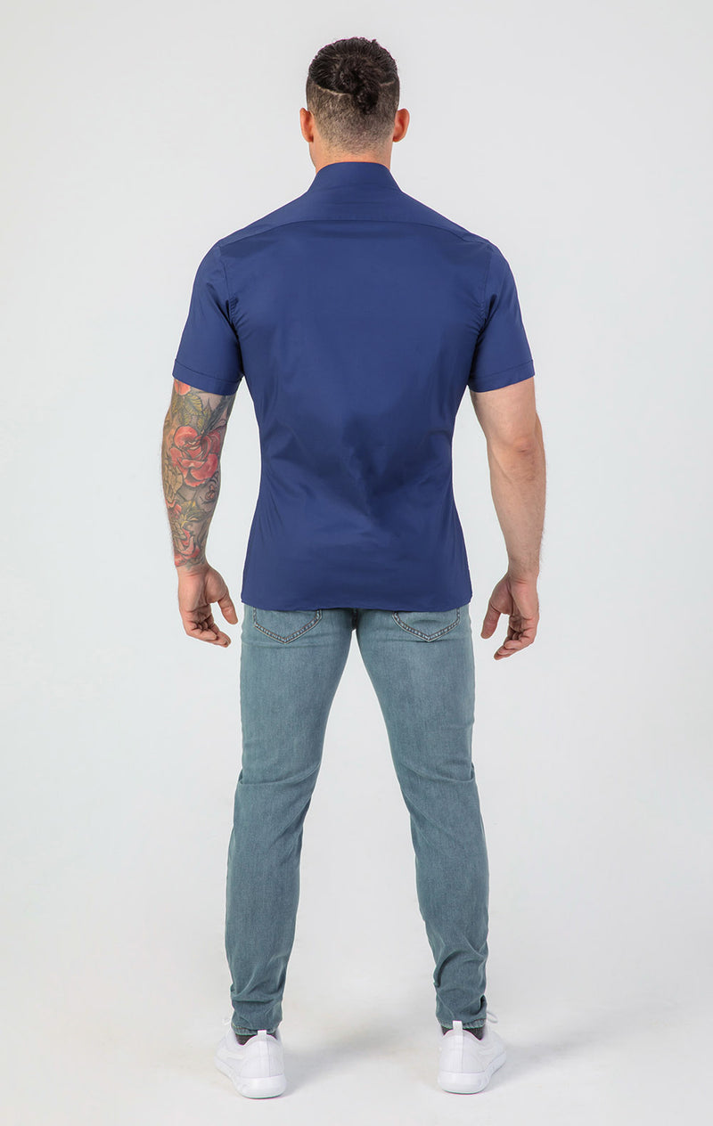 VFIT5 Short Sleeve Cotton Shirts : Dark Blue