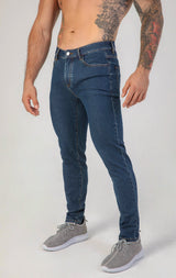 Contour Fit Jeans : Mid Blue