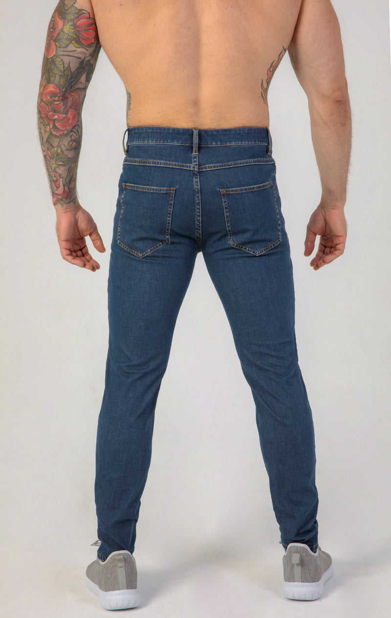 Contour Fit Jeans : Mid Blue